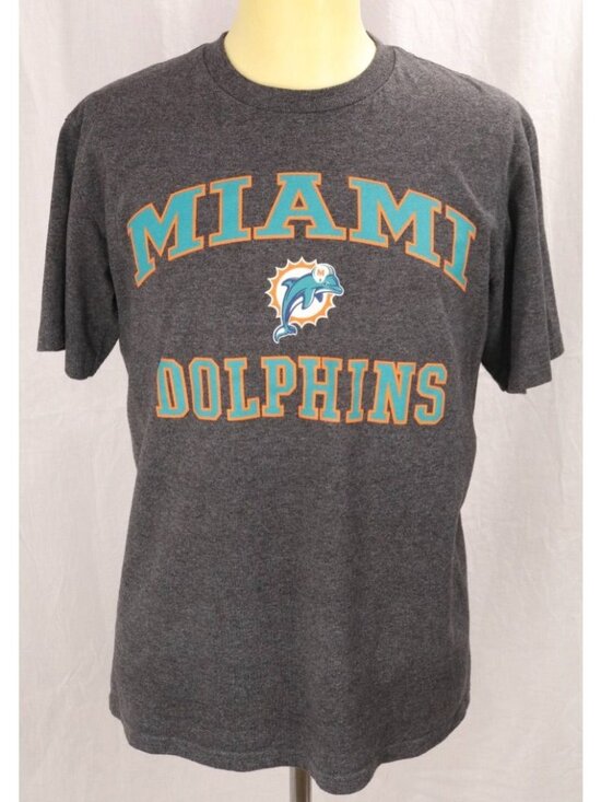 NFL Team Apparel Tops - NFL Team Apparel T Shirt Women M Gray Miami Dolphins graphic Logo Football VTG